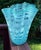 Royal Gallery Turquoise Hand Blown Opalescent Art Glass Handkerchief Vase Poland For Sale - Image 4 of 10