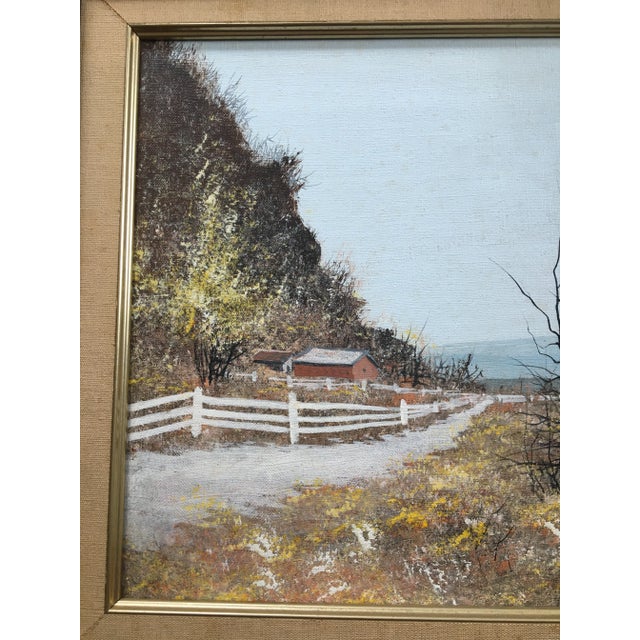 Late 20th Century " Mountainside Farm" Realist Rustic Landscape Oil Painting by John Lewis Egenstafer, Framed For Sale - Image 10 of 12