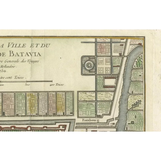 Jacques Bellin, Hand-Colored Plan of Batavia, 1750, Paper For Sale - Image 4 of 12