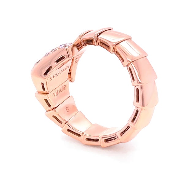 Bvlgari 18ct Yellow Gold Serpenti Scaglie Viper Diamond Ring 0.53ct 6.63g, Size 5.75 For Sale - Image 6 of 7