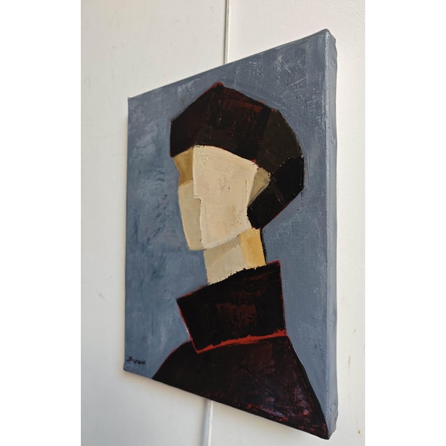 Ambiguë, Contemporary Geometric Portrait Oil Painting, Framed by Sophie Dumont For Sale - Image 4 of 8