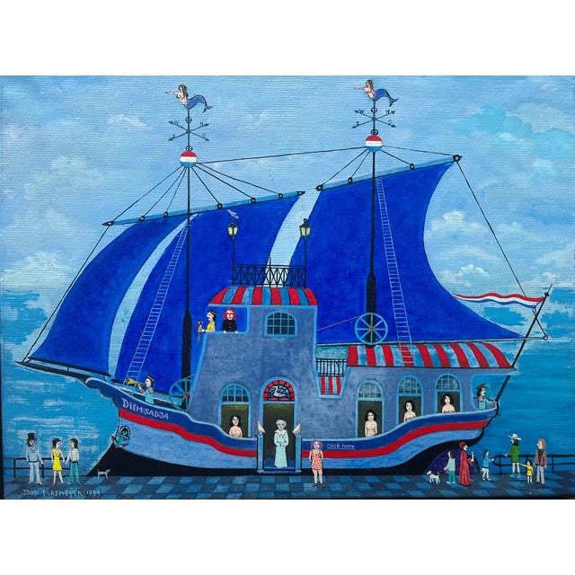 1990s Joop Plasmeijer, Boat, Oil on Canvas, 1999 For Sale - Image 5 of 5