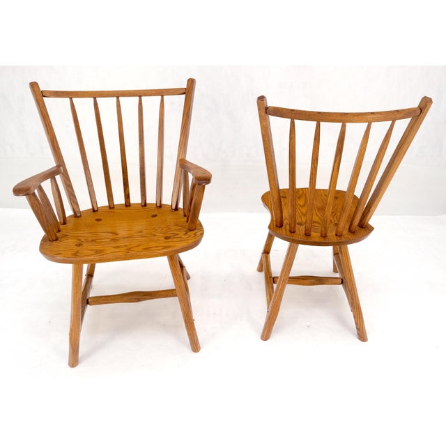 Tangerine Late 20th Century Very Fine All Pegged Joints Solid Oak Dining Chairs Table Set MINT For Sale - Image 8 of 18