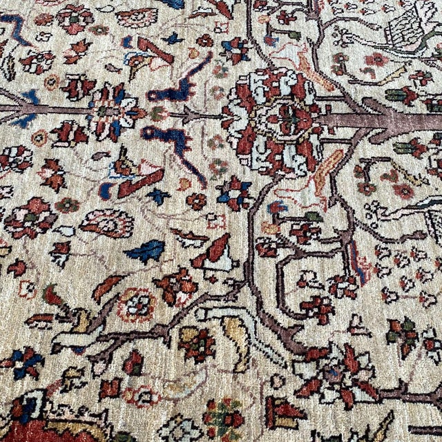 Persian Fine Ivory Persian Isfahan Tree of Life Hand-Knotted Wool Rug - 5'7" X 7'8" For Sale - Image 3 of 13
