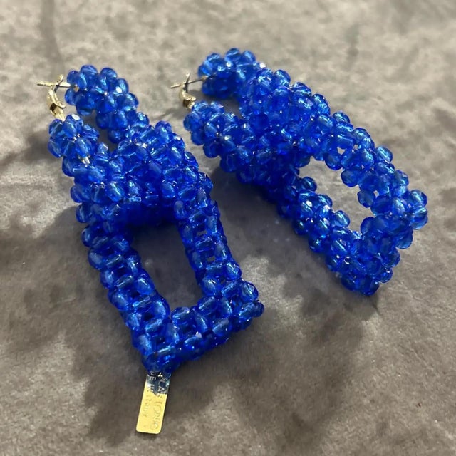 Blue 21st Century Stud Blue Rectangular Links Earrings by Coppola E Toppo For Sale - Image 8 of 10