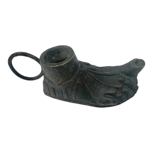 Antique Cast Iron Oil Lamp in the Shape of a Foot
