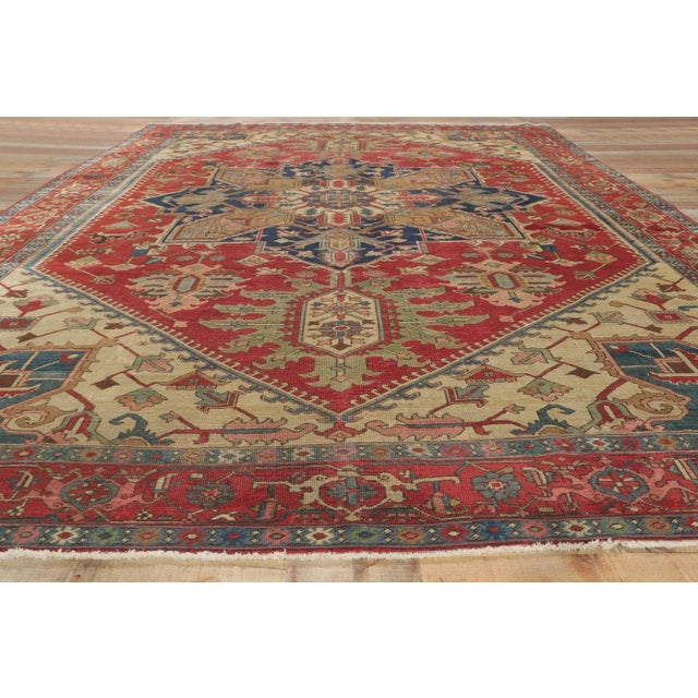 Antique Persian Serapi Rug, 09'05 X 12'04 For Sale In Dallas - Image 6 of 8