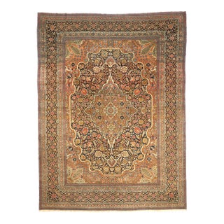 Antique Persian Mohtasham Kashan Rug 9’2" X 12’4" For Sale