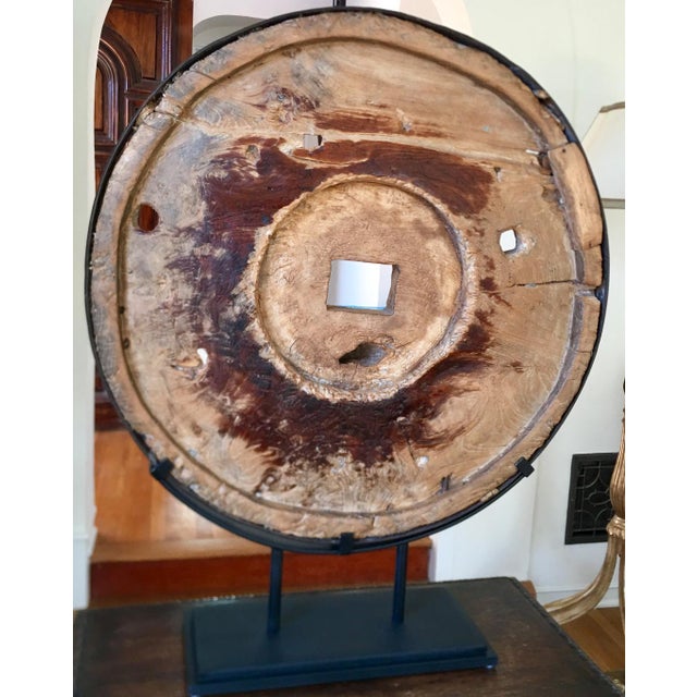 Modern Art Sculpture Made From Antique Grist Mill Grinding Wheel