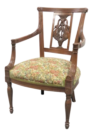 Early 20th Century Italian Style Walnut Swan Carved Chair