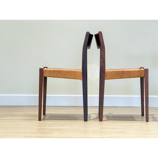 Poul Volther Danish Chairs in Teak and Paper Cord attributed to Poul Volther, 1960s, Set of 4 For Sale - Image 4 of 14