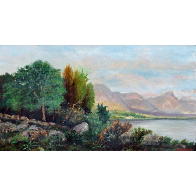 Southern California Lake. Signed "J Kleitsch," which could possibly be by Joseph Kleitsch. Oil on canvas in a period...