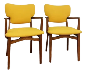 Set of Nordic Teak Wood Armchairs, 1950s