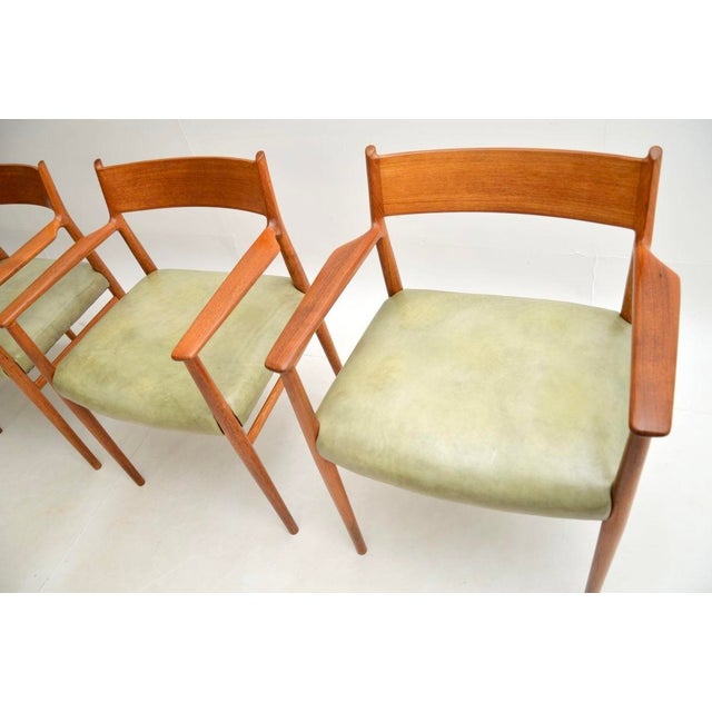 Brown Vintage Danish Teak and Leather Dining Chairs by Arne Vodder from Sibast, 1960s, Set of 4 For Sale - Image 8 of 9