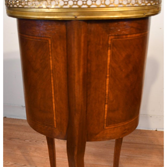 1880 Antique French Louis XV Walnut Inlaid Marble Top Nightstands Bedside Tables For Sale - Image 14 of 16
