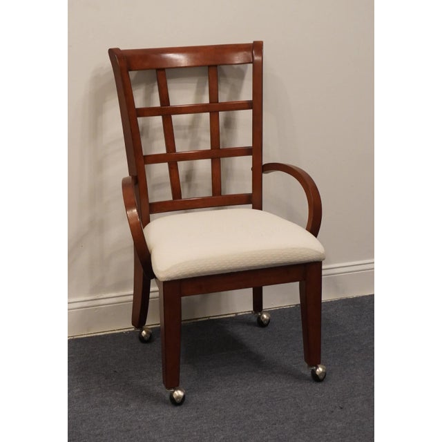 BASSETT FURNITURE Traditional Contemporary Style Window Back Dining Arm Chairs 39.5" High 21" Wide 22" Deep Seat: 19" High...