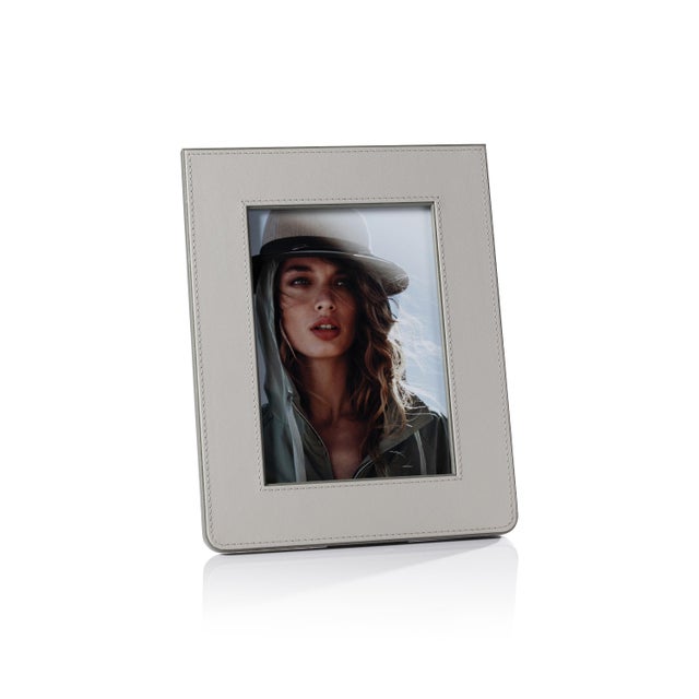 2020s Nappa Leather Photo Frame, Gray & Sage- 5" x 7" For Sale - Image 5 of 5