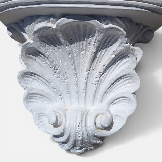White Vintage Neoclassical Revival Rocaille Shell Plaster Wall Bracket Shelf For Sale - Image 8 of 13