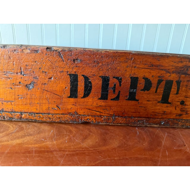 Antique Industrial Dovetail Wood Factory Tray For Sale - Image 9 of 18