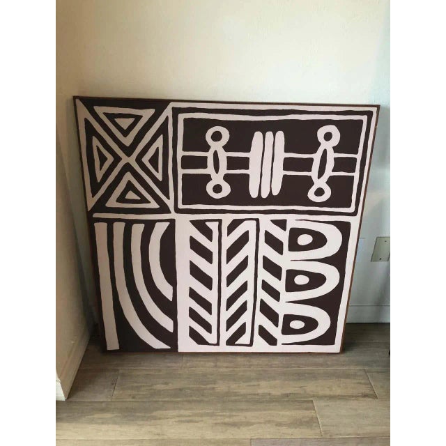 1970s 1970s Large Mid Century Geometric Abstract Painting For Sale - Image 5 of 12