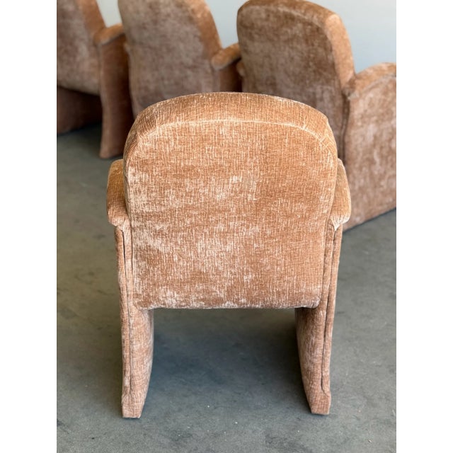 Vintage Curved Velvet Arm Dining Chairs - Set of Four For Sale - Image 12 of 18