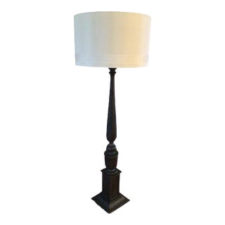 Vintage Column Baluster Form Floor Lamp With Shade For Sale