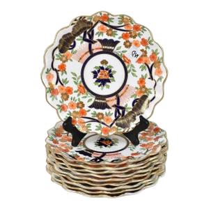Late 19th Century Coalport Imari-Style Plates- Set of 10