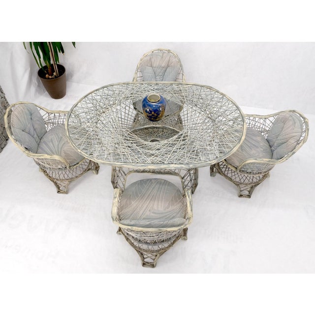 Russel Woodard Spun Fiberglass Oval Racetrack Dining Table 4 Chairs Outdoor Set For Sale - Image 17 of 18