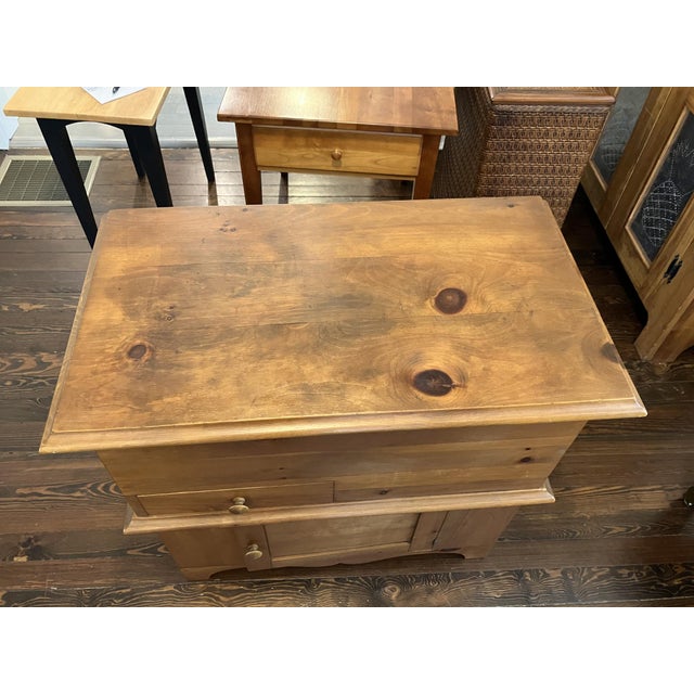 Late 20th Century Rustic Pine Wood Dry Sink Cabinet / Blanket Chest – Country Primitive Storage For Sale - Image 9 of 12