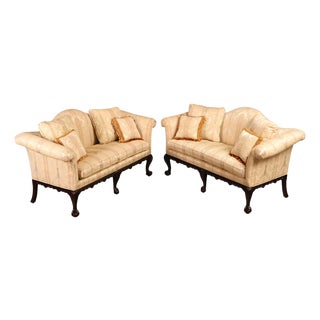 Century Furniture Chippendale Style Pair of Mahogany Sofas For Sale