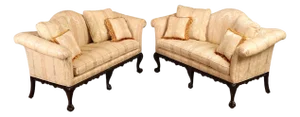 Century Furniture Chippendale Style Pair of Mahogany Sofas