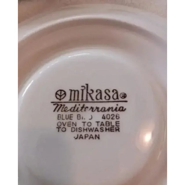 5 Pc Mikasa Saucer Plates Mediterranean Blue Bird Mid Century 4026 Vintage For Sale - Image 10 of 10