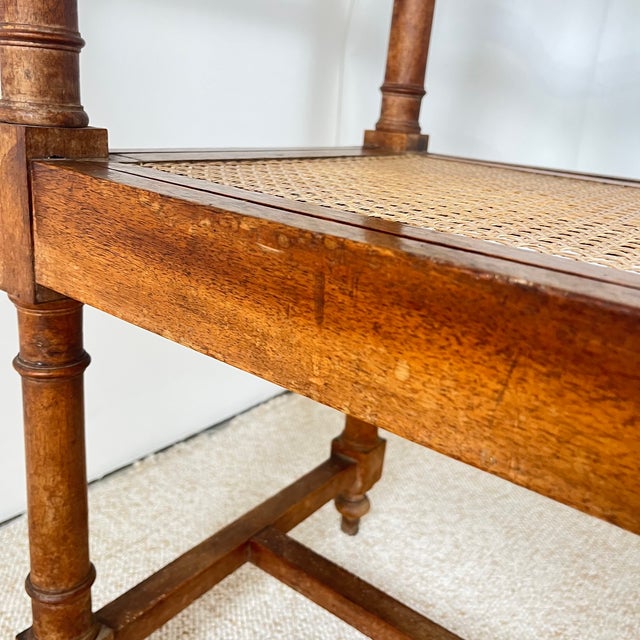 Antique Louis XIII Bench in Turned Wood and Cane, 1890s For Sale - Image 11 of 18