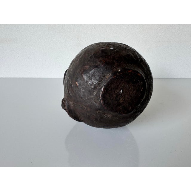 Brown Vintage Carved Wood African Face Vase/ Sold For Sale - Image 8 of 9