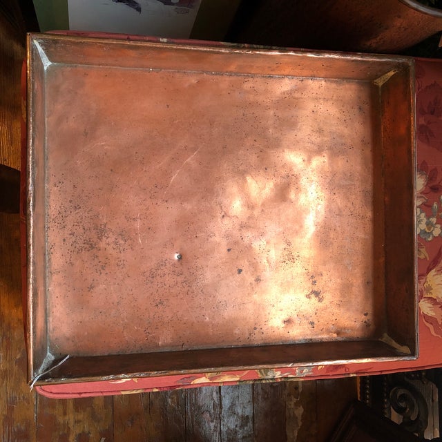 Large Vintage Hammered Copper Rectangular Tray with Patina Chairish