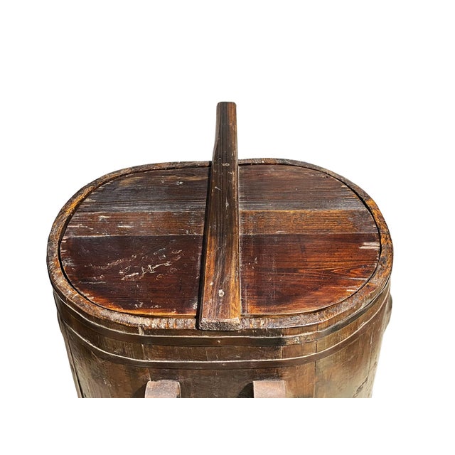 Brown Large Chinoiserie Vintage Wood Rice Grains and Cereals Storage Container 30.5" H For Sale - Image 8 of 9