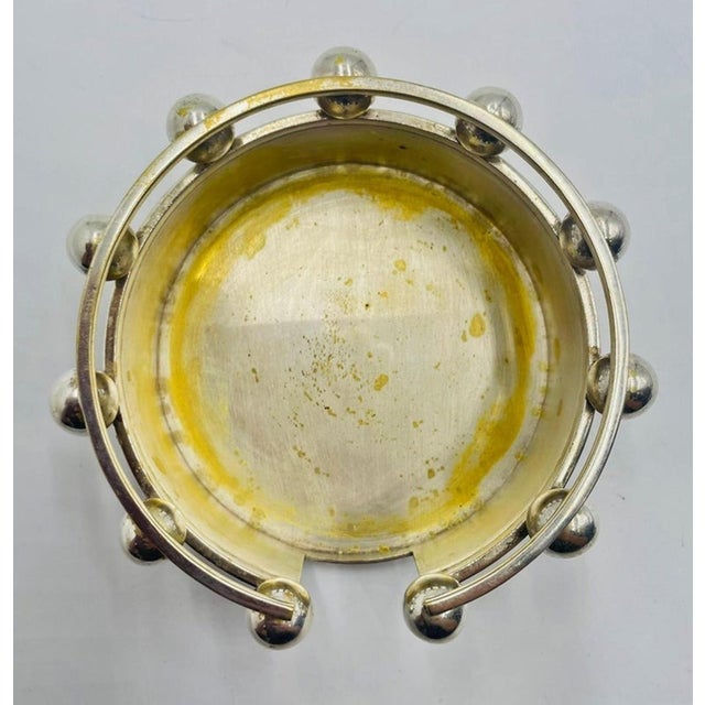 Silver 1980s Set of 6 Porcelain & Pure Silver Drink Coasters & Holder by Emilia Castillo For Sale - Image 8 of 18