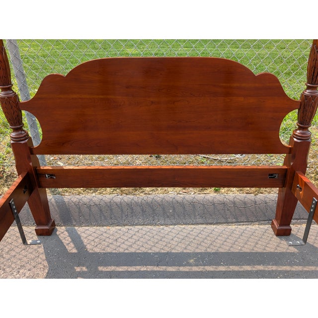 Vintage Statton Furniture Georgian Style Rice Carved Mahogany Queen Size Poster Bedframe For Sale In Washington DC - Image 6 of 12