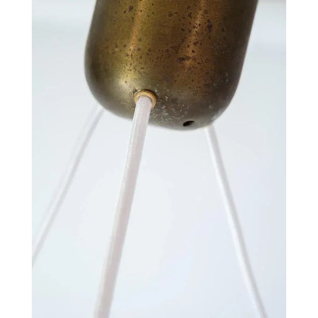 Vintage 3-Arm Ceiling Pendant in Opal Glass and Brass by Bent Karlby, 1950s For Sale - Image 9 of 13