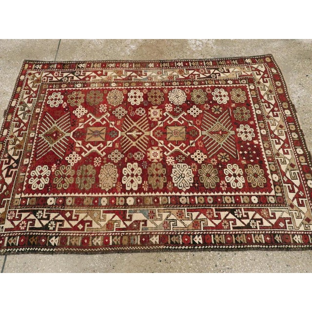 Galerie Shabab Collection Early 20th Century Caucasian Kuba Throw Rug For Sale - Image 4 of 6