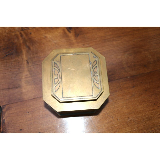 1920s Vintage Silver Crest Gold Over Bronze Ink Well For Sale - Image 5 of 12
