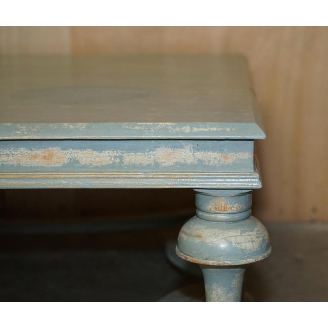 Solid Six Pillar French Country House Coffee Table in Original Paint For Sale - Image 9 of 18