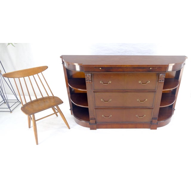 Mahogany c1940s 3 Drawer Shelves Sideboard Credenza Console MINT For Sale - Image 14 of 18