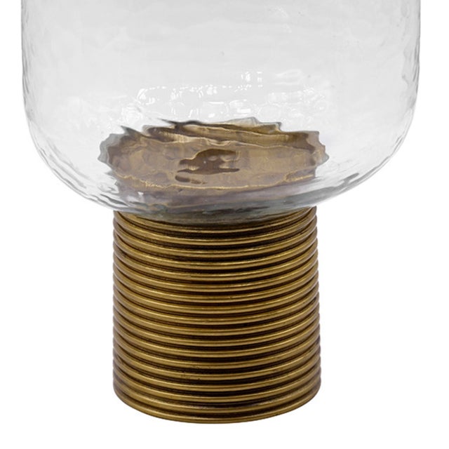 Contemporary Matthew Izzo Home Cadey Small Clear Glass and Antique Brass Votive Candle Holder For Sale - Image 3 of 3