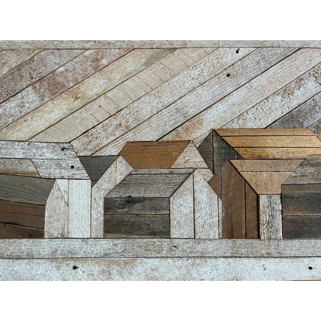 Mid-Century Modern Mid-Century Modern Wood Construction Wall Sculpture Depicting a Village Landscape For Sale - Image 3 of 9