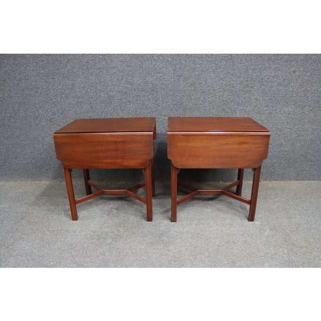 Henkel Harris Virginia Galleries Mahogany Pembroke Drop Leaf End Tables – Pair For Sale - Image 9 of 14