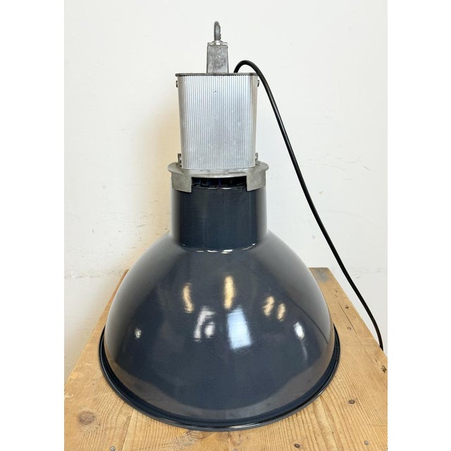 French Industrial Dark Blue Enamel Pendant Lamp from Mazda, 1960s For Sale - Image 16 of 18
