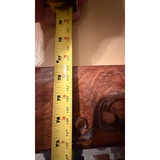 Chestnut Vintage Oak Floor Mirror With Carved Crest and Claw Feet For Sale - Image 8 of 8