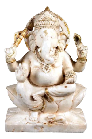 Indian Antique Carved Marble Ganesh Statue