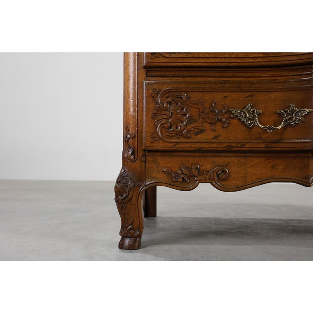 18th Century Louis XV Oak and Marble Chest of Drawers, France For Sale - Image 13 of 16